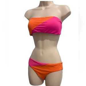 Victoria Secret Bikini Set 2psc Orange/Pink Top M/Bottom S WORN ONCE